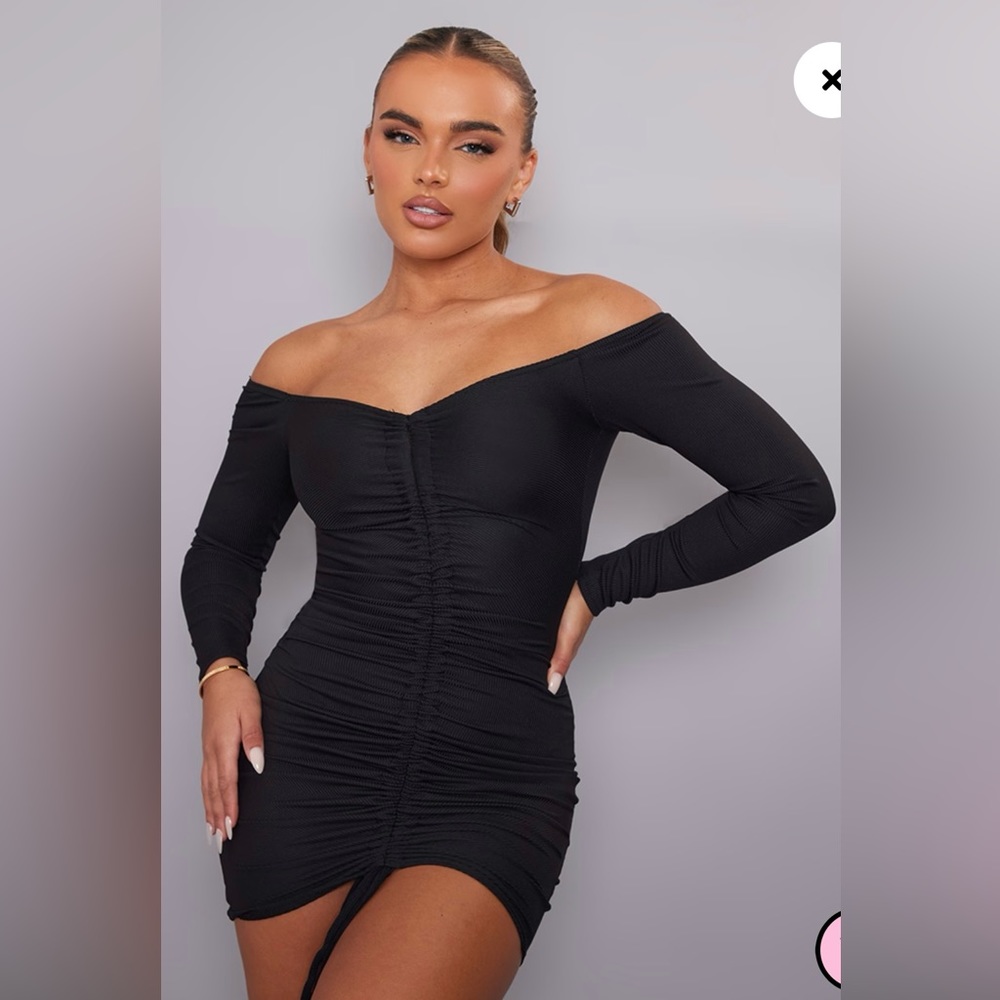 Black ruched dress